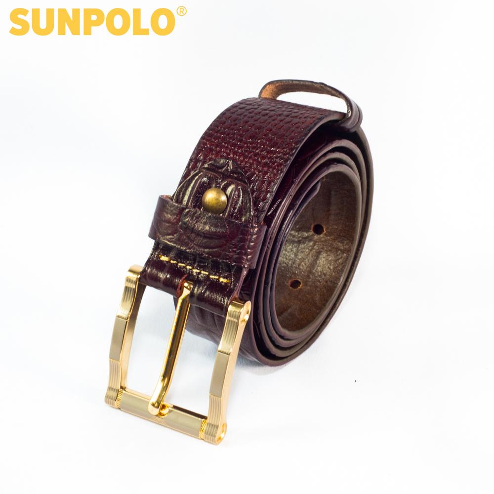 Men leather buckle belt SUNPOLO BSBK28 (brown)