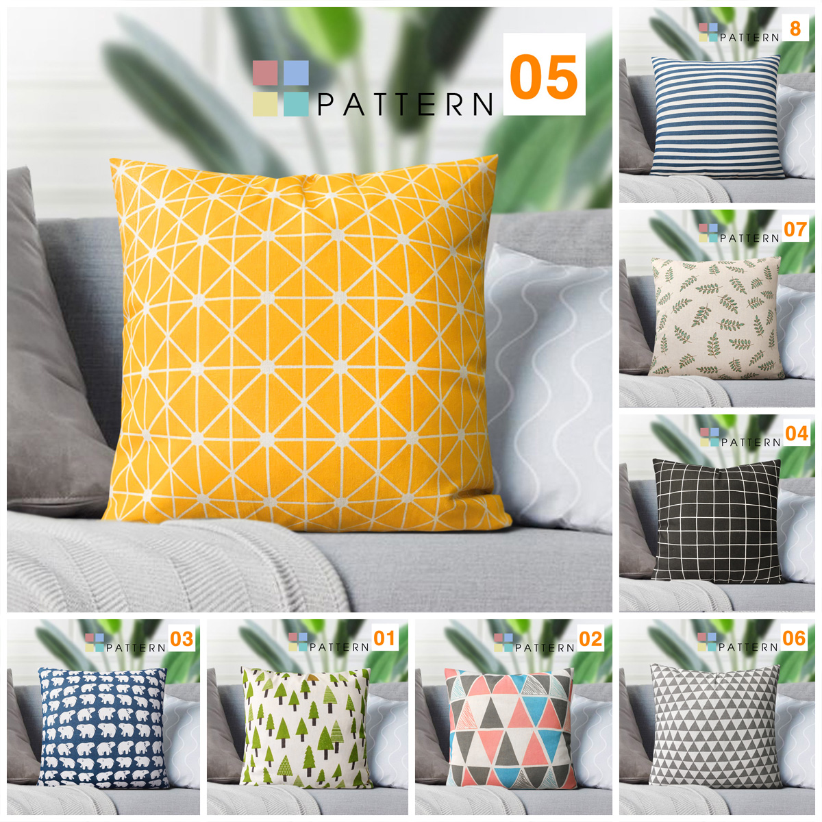 Vỏ Gối Tựa Sofa PATTERN (NO17-32) (45x45cm)