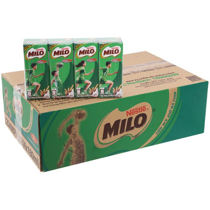 Thùng 48 Hộp Sữa lúa mạch Milo Active Go 180ml