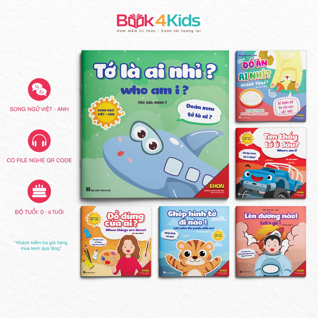 Sách - combo 6 cuốn ehon phát triển kỹ năng nhận biết - song ngữ việt anh