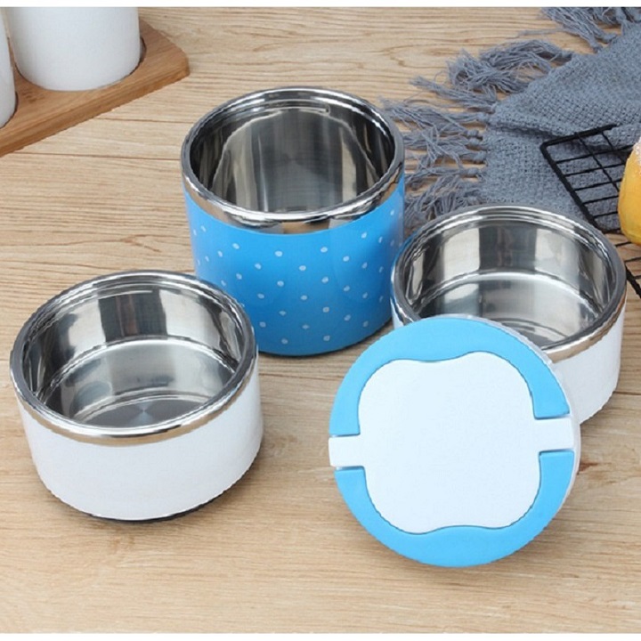 HỘP CƠM GIỮ NHIỆT 1 TẦNG CHẤM BI (GIAO MÀU NGẪU NHIÊN)