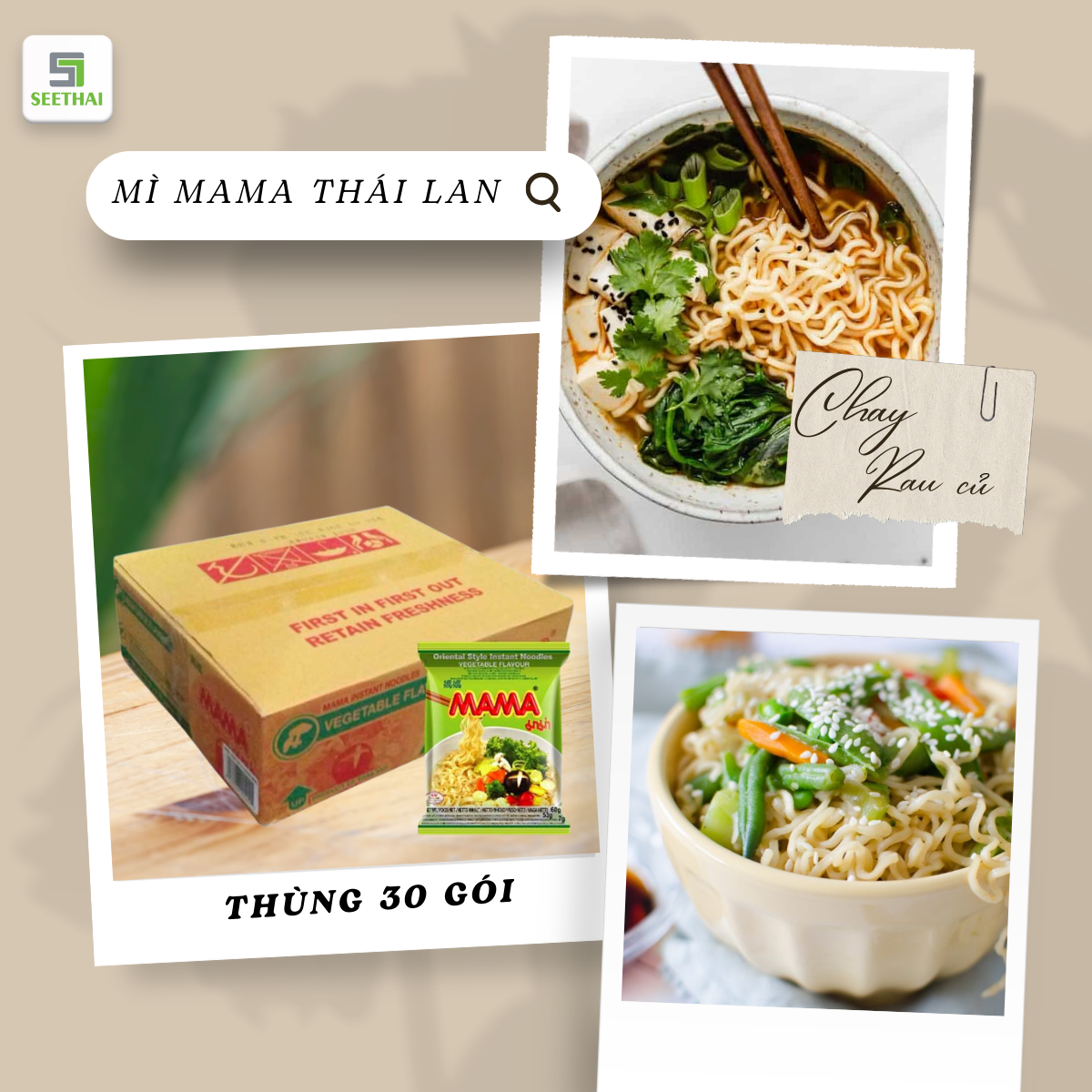 Thùng mì MAMA Thái Lan mì ăn liền 30 gói