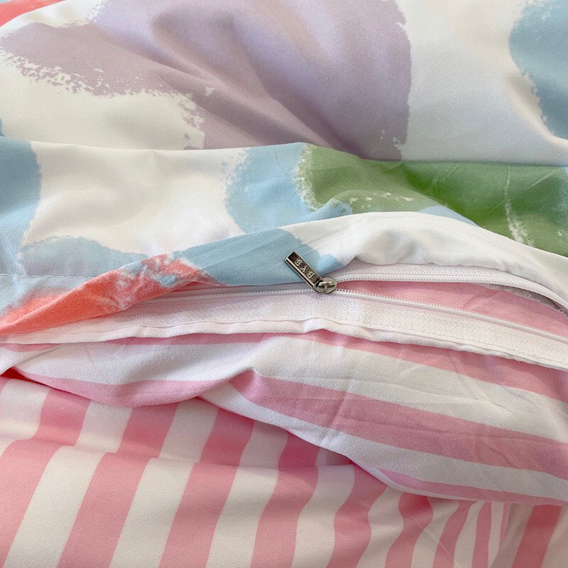 Bộ chăn ga gối cotton poly - Mẫu tim smile
