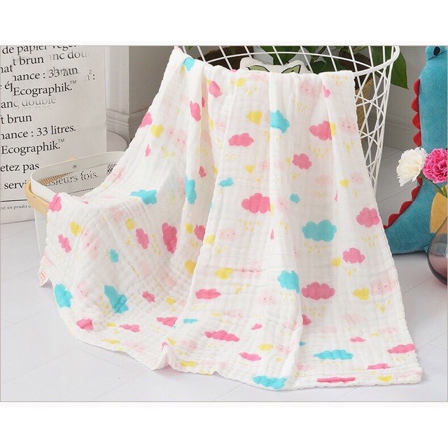 Khăn Tắm Nhăn Sợi Tre 6 Lớp Siêu Mềm Cho Bé