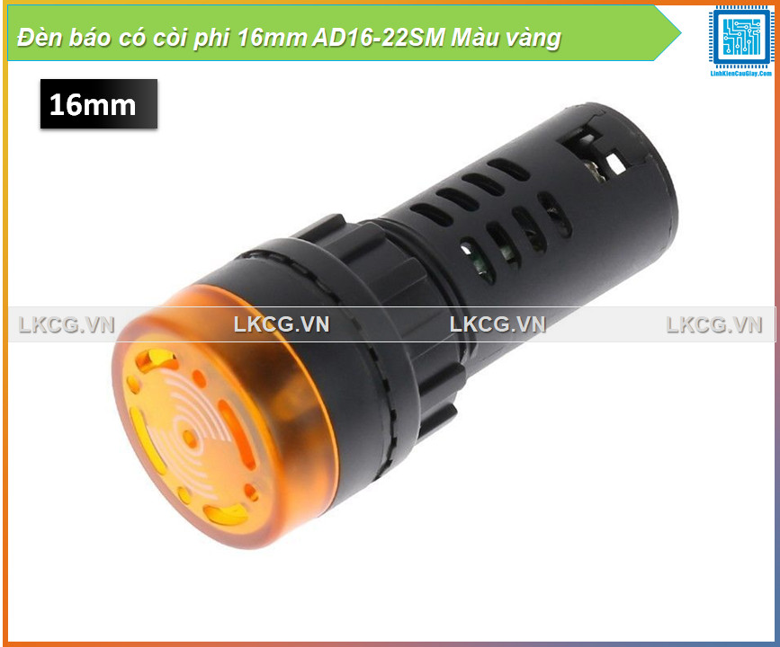 [Rẻ vô địch] Đèn báo có còi phi 16mm AD16-22SM Màu vàng