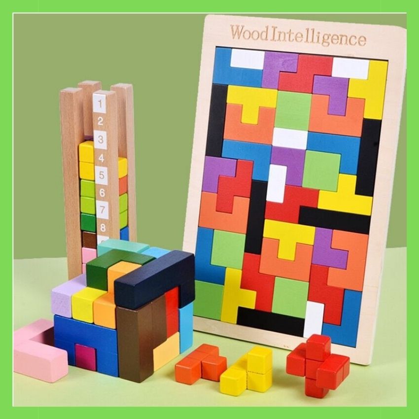 Đồ Chơi Xếp Gạch Lớn Bằng Gỗ Tetris, Ghép Nhiều Hình Đa Dạng Phong Phú
