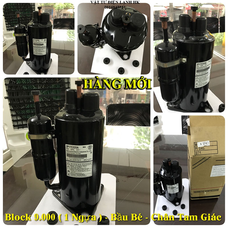 Block điều hòa panasonic 2p17c225a 1hp 9000btu, bầu bé gas r22 bloc lốc máy lạnh - máy nén điều hoà pana mới