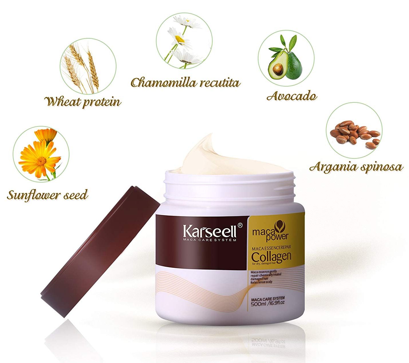 (Hũ) Hấp Phục Hồi Collagen Karseell Maca Siêu Mềm Mượt Tóc 500ml