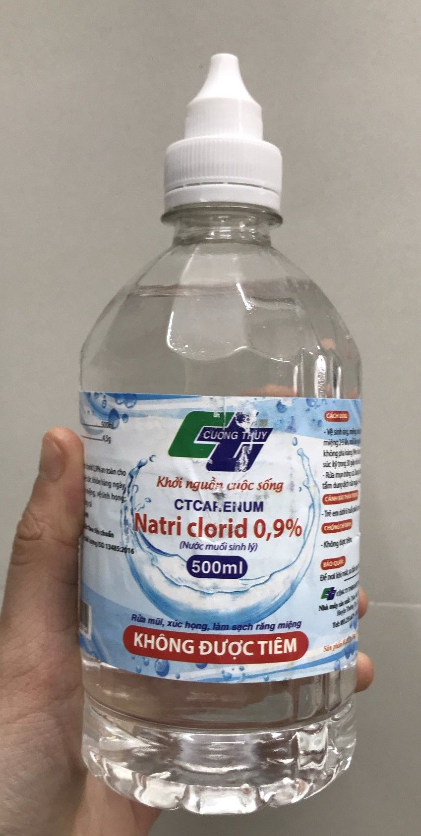 Nước muối sinh lý Natri Clorid 0,9% chai 500ml