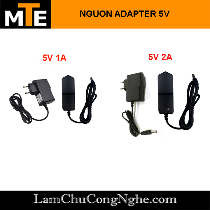 Nguồn adapter 5V 1A, 2A jack DC 5.5 x 2.1 mm