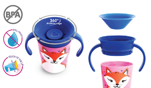 CỐC 360 ĐỘ CHỐNG ĐỔ DECO CÓ TAY CẦM MUNCHKIN (177ML)