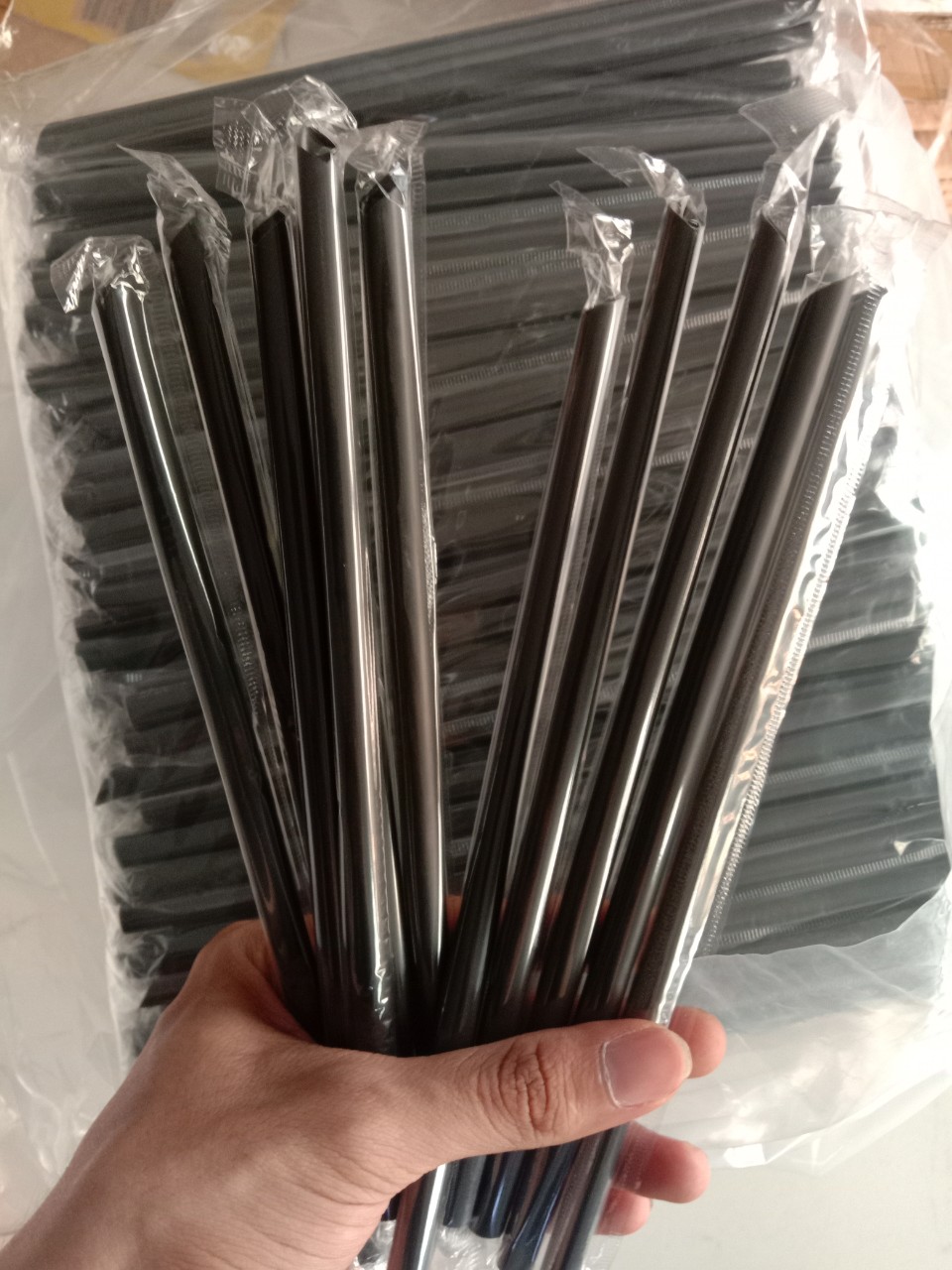 Bịch 500g ống hút trà sữa màng bọc cao cấp phi 6, phi 8, phi 12 đầu nhọn