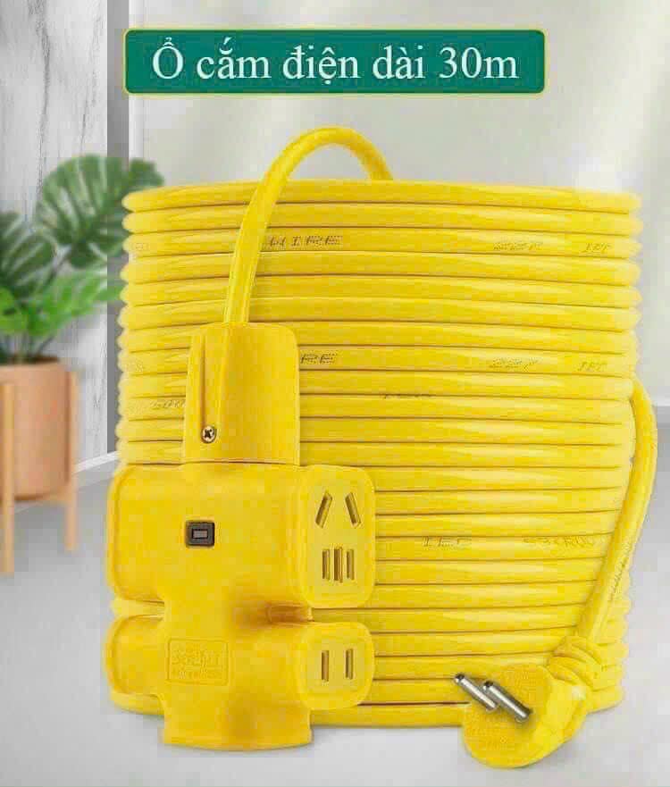 Cuộn dây điện 30m kèm ổ cắm đúc và phích cắm đúc liền dây