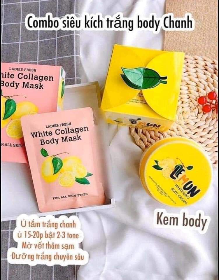 Combo kem Body Lemon và 3 Ủ trắng chanh
