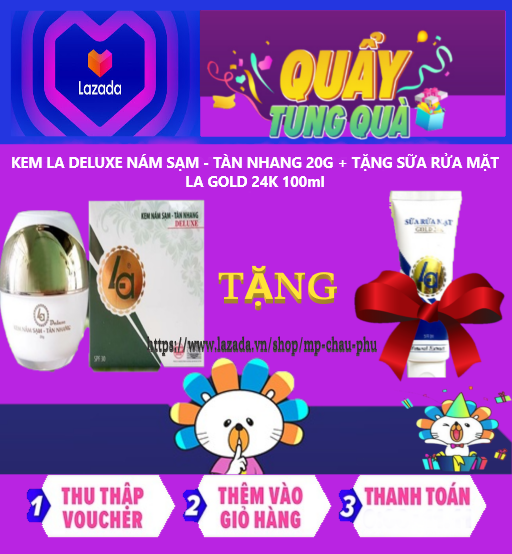 KEM LA DELUXE NÁM SẠM - TÀN NHANG 20G + tặng sữa rửa mặt