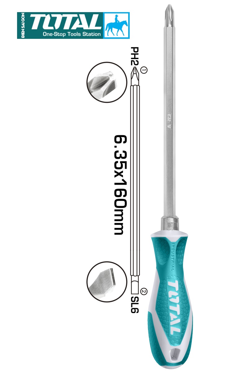 Bộ 4 cây tuốc nơ vít dẹp và bake Total THTDC250401