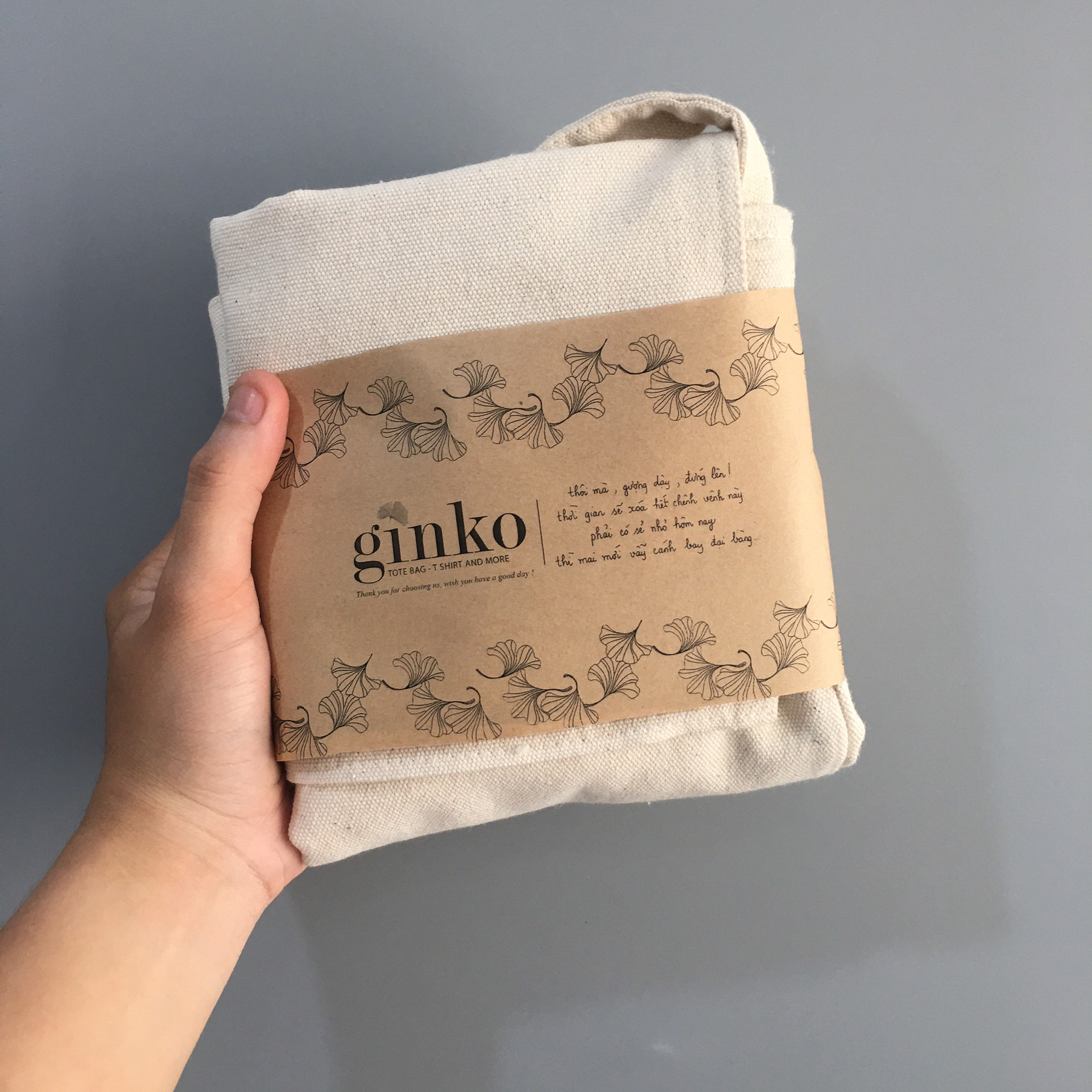 Túi Vải Tote GINKO Kiểu Basic Dây Kéo In Hình Yeah G05