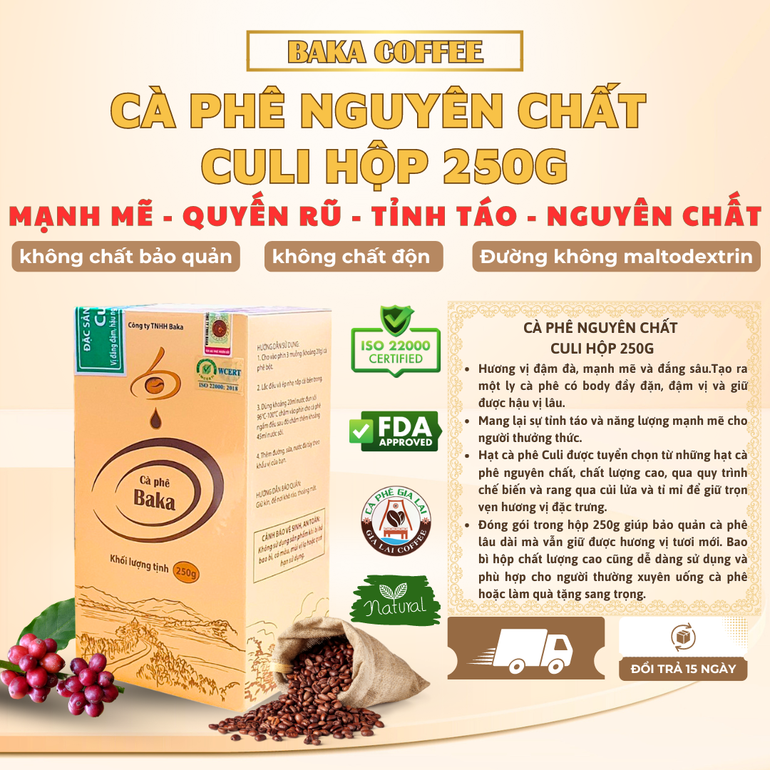 Cà Phê Nguyên Chất Baka - Culi (Hộp 250g)