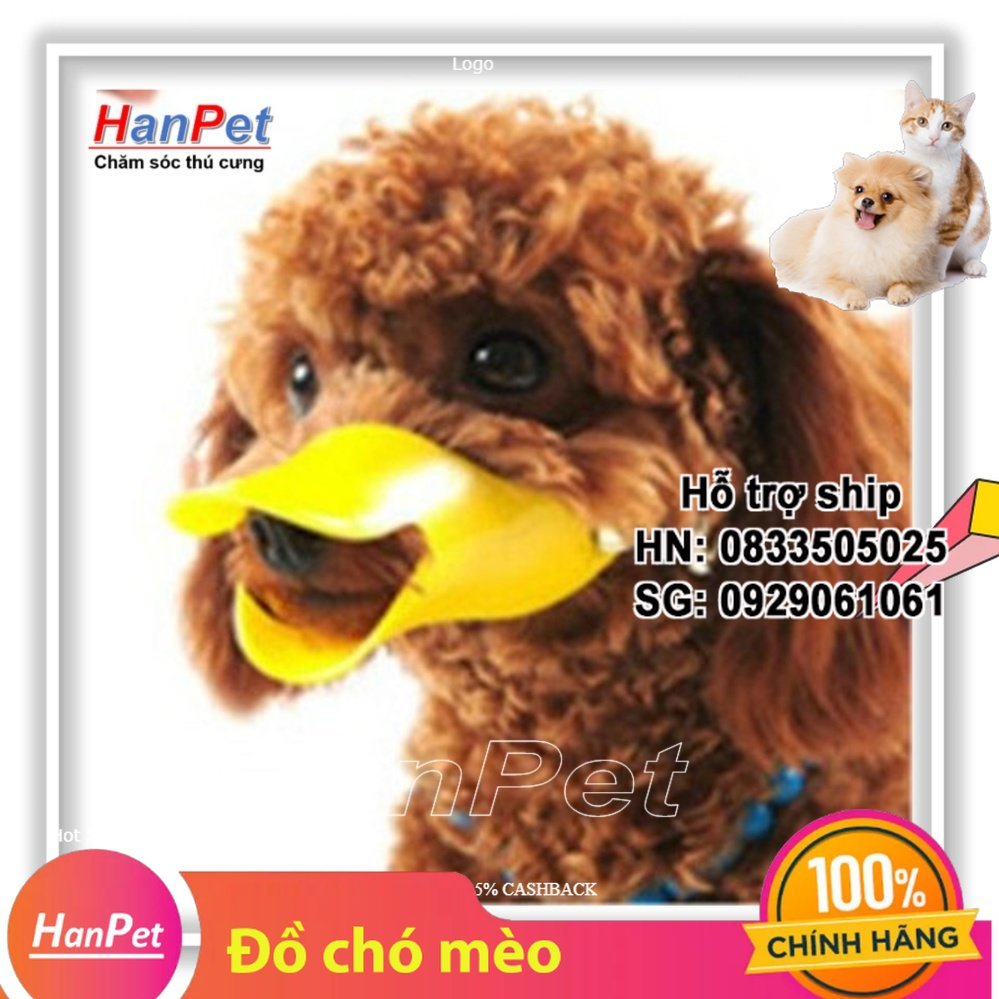 Hanpet - Rọ mõm chó hình mỏ vịt size S - nhựa bé (size bé dùng cho chó 2-4kg) 608d