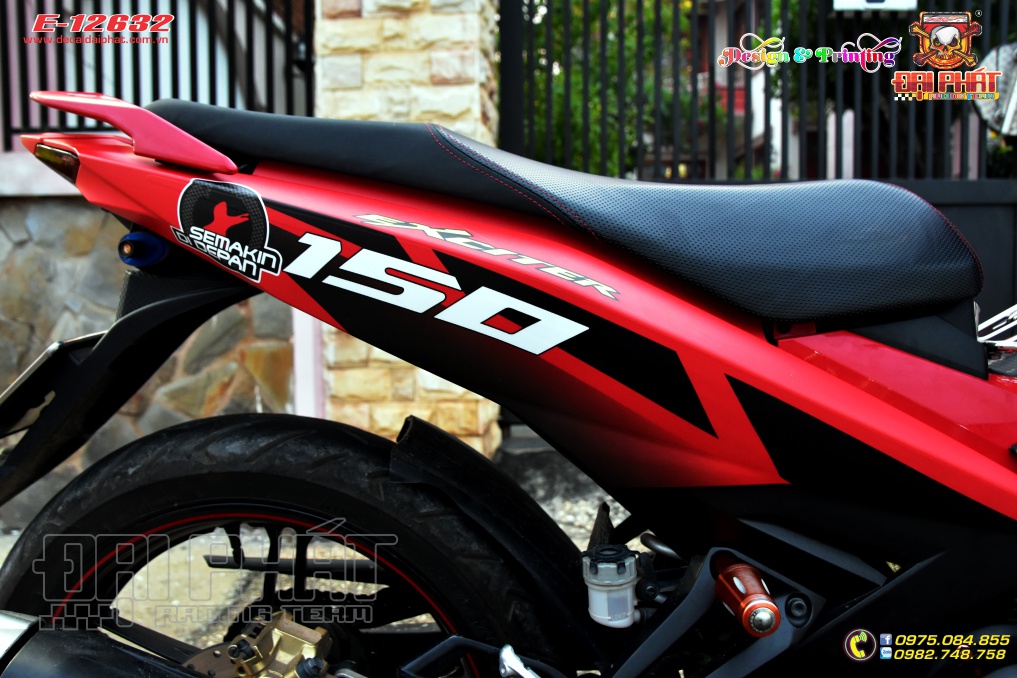 Tem Trùm Xe Exciter 150 Leovin Đỏ Đen