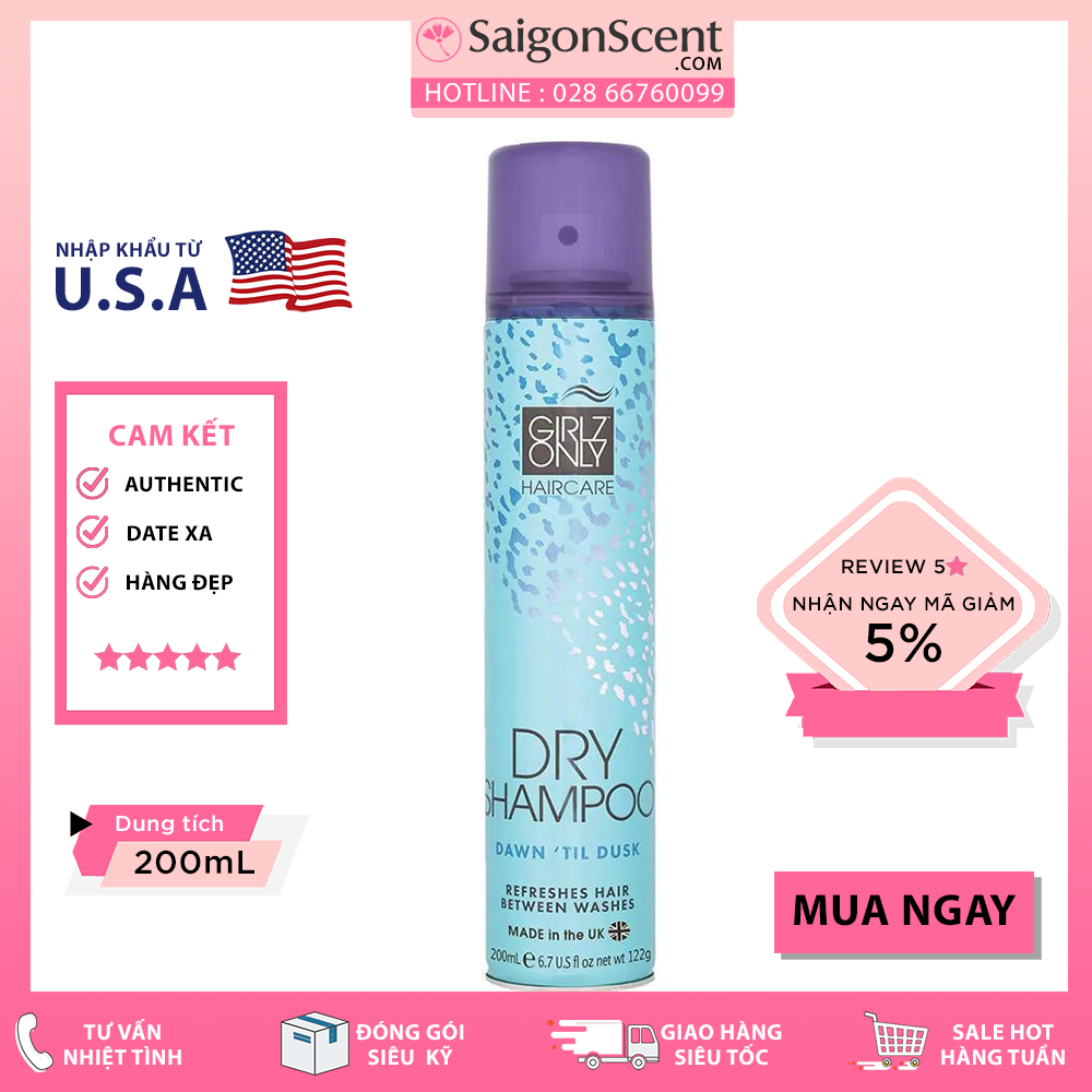 Dầu gội khô Girlz Only Dry Shampoo - Dawn 'Til Dusk ( 200mL )