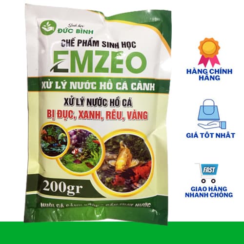 Chế phẩm emzeo xử lý nước hồ cá bị đục, xanh, rêu, vàng (emzeo cá cảnh)
