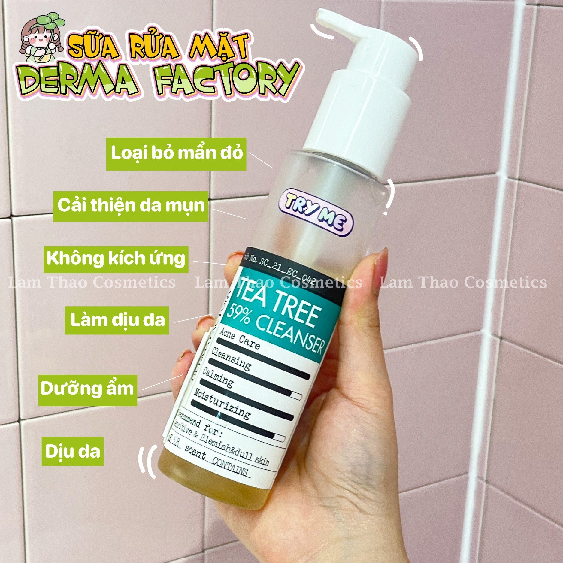 Sữa Rửa Mặt Derma Factory Tea Tree 59% Cleanser 150ml