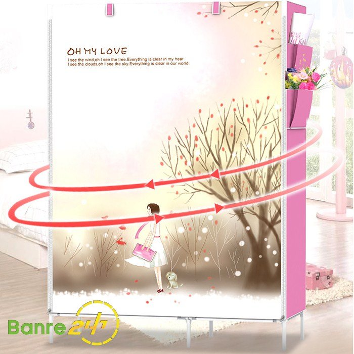 (CHỌN MÀU)TỦ VẢI ĐỰNG QUẦN ÁO 2 BUỒNG 3D CAO CẤP