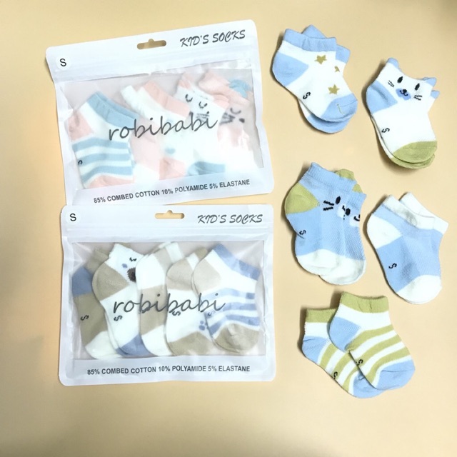 Set 5 đôi tất lưới cổ ngắn kid sock cho bé