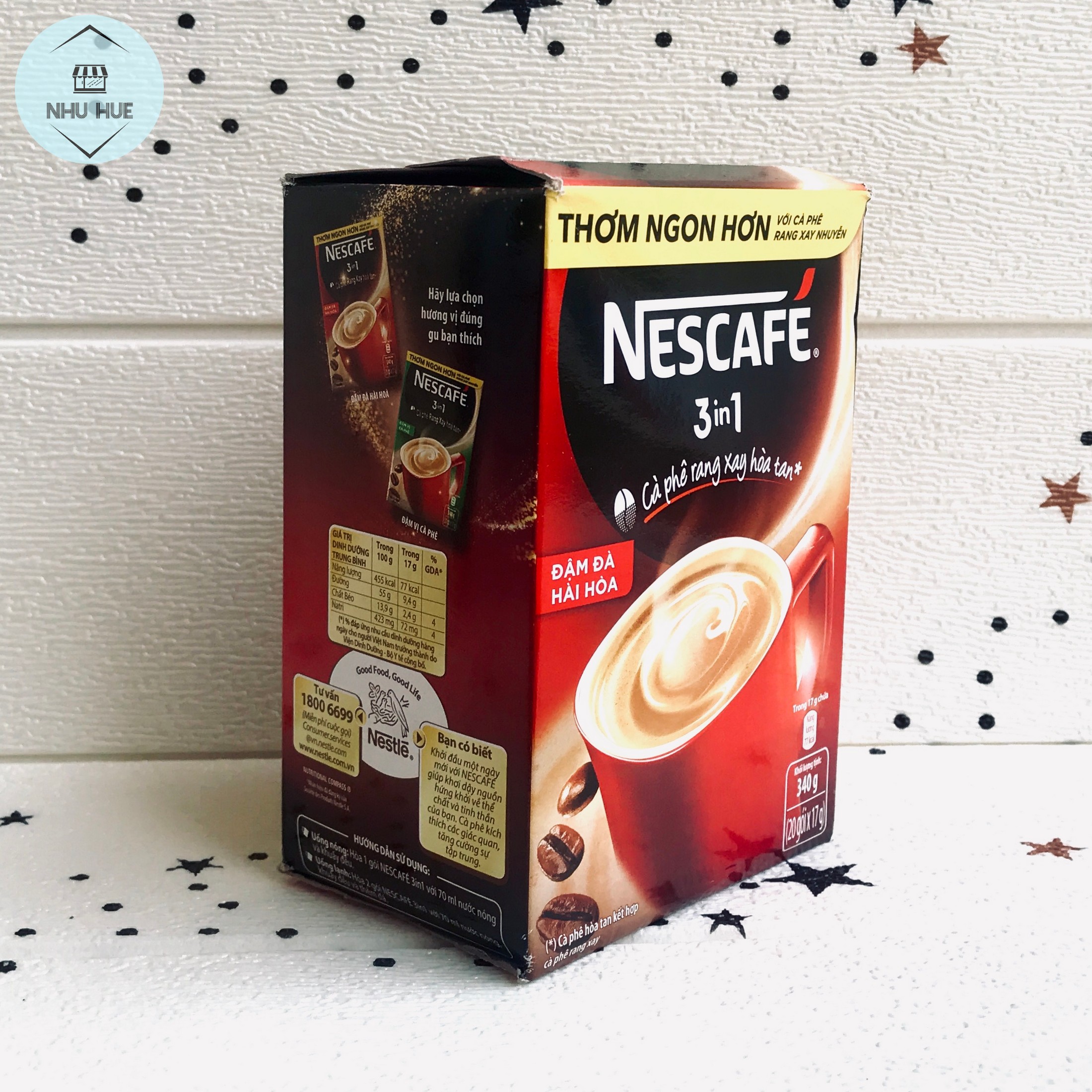 Cà phê NesCafe Đậm đà hài hòa đỏ  3in1 (hộp 20 gói x 17g)