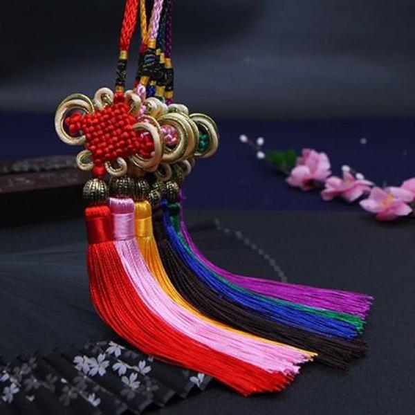 Đồng tâm viền vàng dây tua rua phong cách cổ trang Trung quốc cổ đại ngọc bội treo sáo xinh xắn