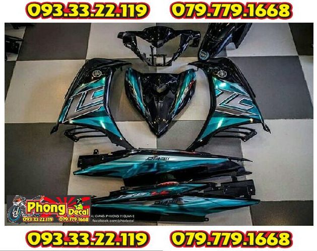 Tem rời ex 135 lc dán xe đen phối xanh - chất liệu candy cao cấp - tem chuẩn không phai màu