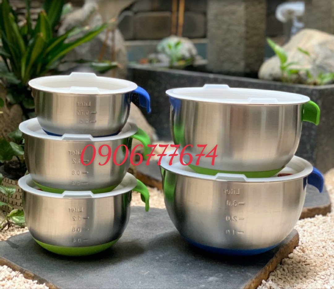THỐ TRỘN BỘT / ĐÁNH TRỨNG INOX 304 CÓ QUAI VÀ NẮP