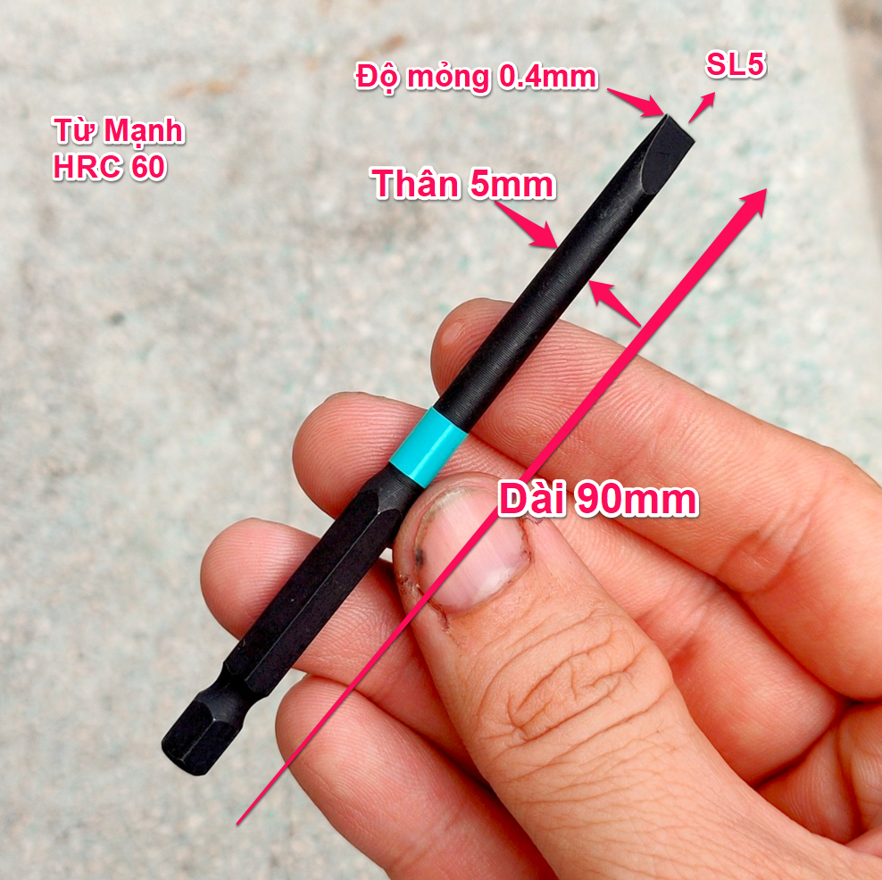 Mũi Vít baka dẹp loại dài - Ph0 Ph1 Ph2 Ph3 SL5, Vít điện tử