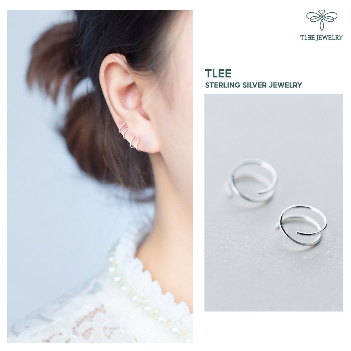 Khuyên tai bạc TLEE xoắn vòng basic cá tính TleeJewelry B0139
