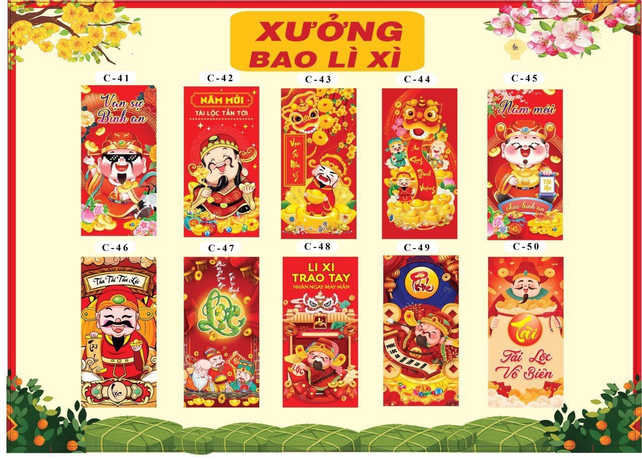 Combo 100 bao lì xì tết 2024 mẫu mới siêu đẹp