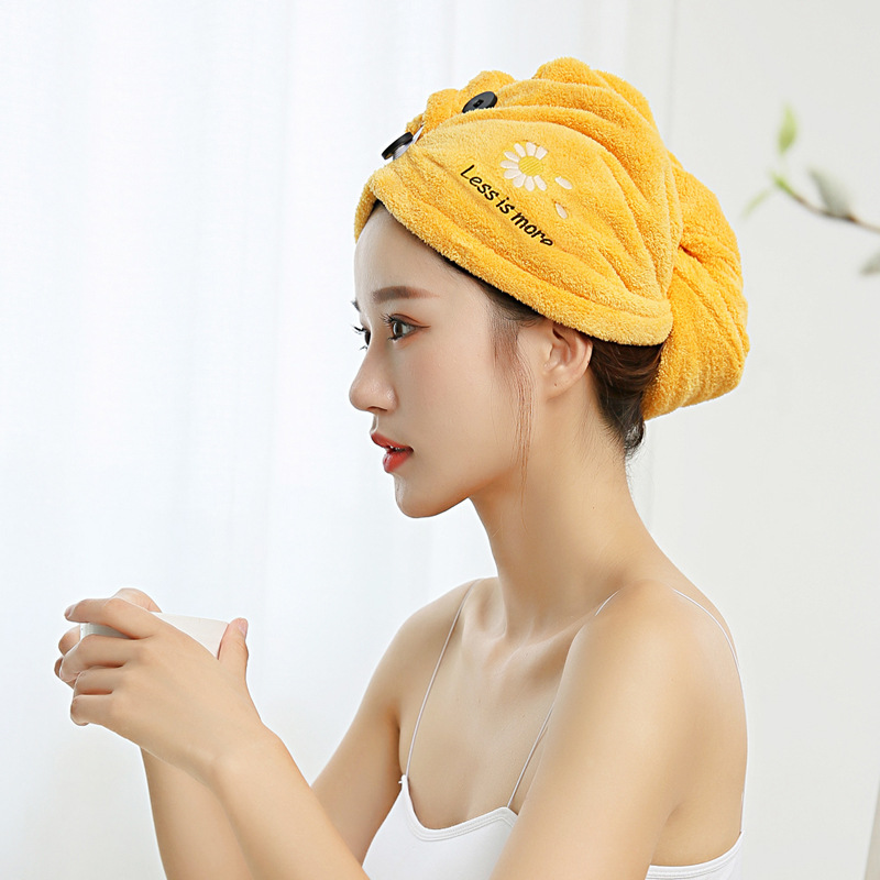 (Loại 1) Khăn Quấn Ủ Tóc Hoa Cúc Lau Khô Siêu Tốc ( tặng cột tóc hoa cúc )