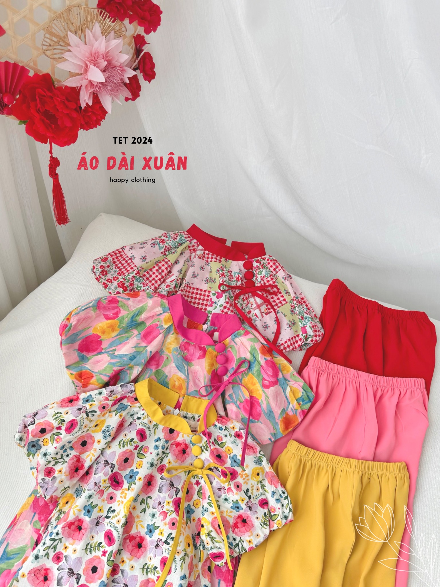 [NEW ARRIVAL] ÁO DÀI BỘ NƠ CỔ BÉ GÁI