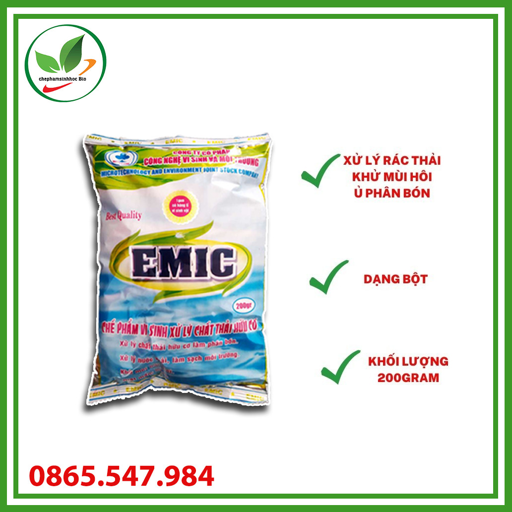 Chế phẩm sinh học Emic. Ủ rác thải nhà bếp. ủ phân cá. Gói 200gr