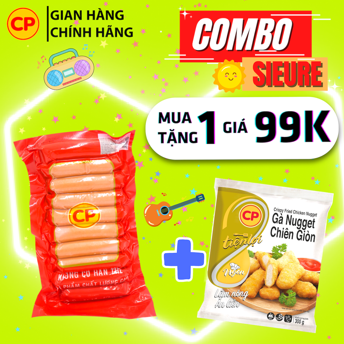 Combo SIEURE Xúc Xích Vealz 3A + Gà Chiên