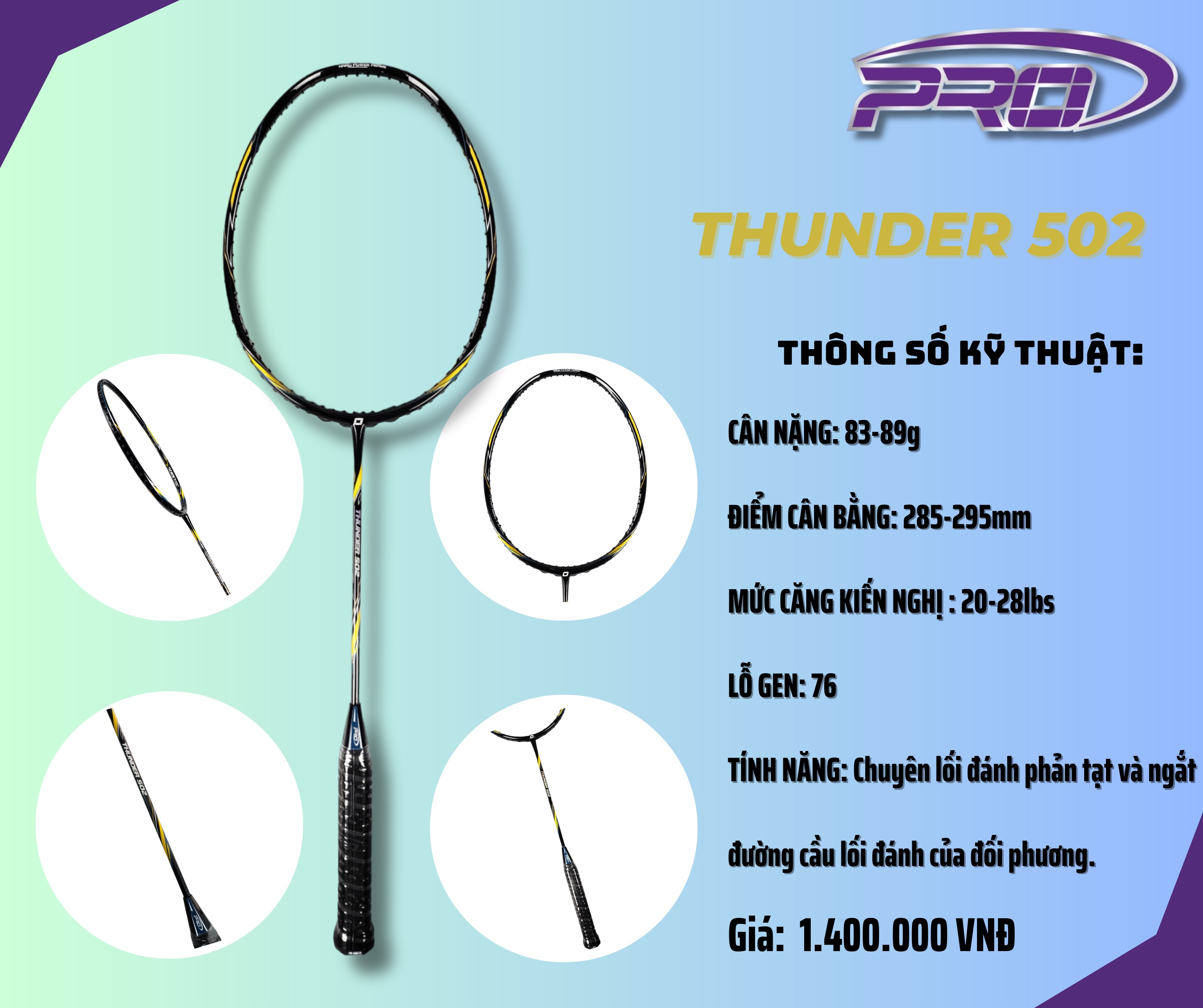 Vợt cầu lông Pro Thunder 502 (Chính hãng)