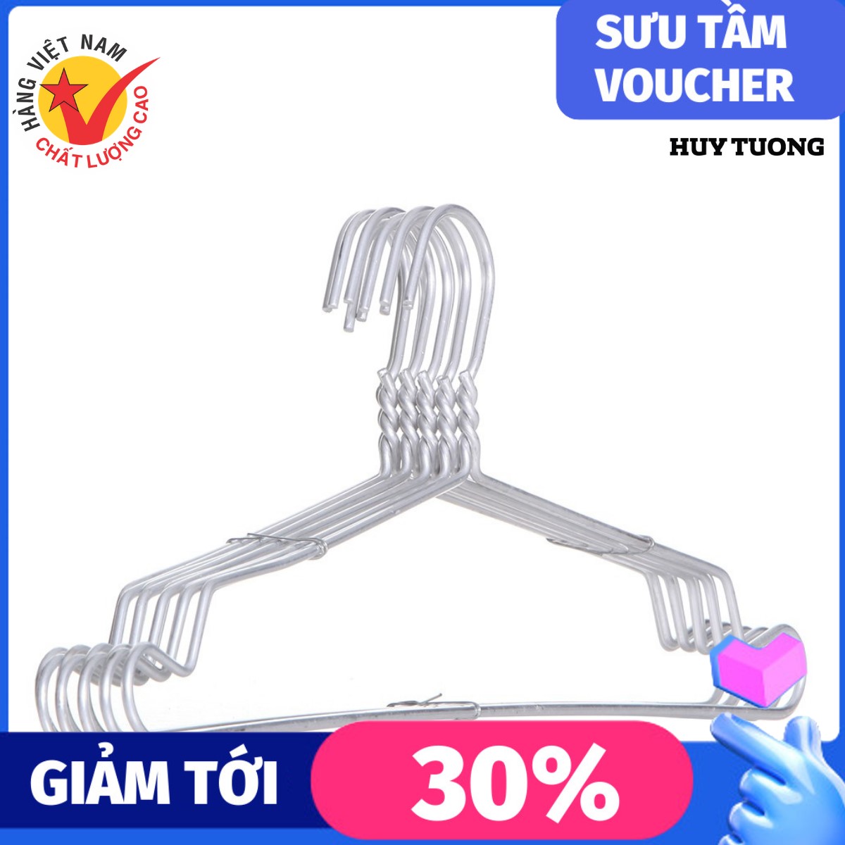 hot Móc nhôm treo quần áo bộ 10 dành cho người lớn móc phơi đồ inox nhôm chắc chắn cao cấp - Huy Tưởng