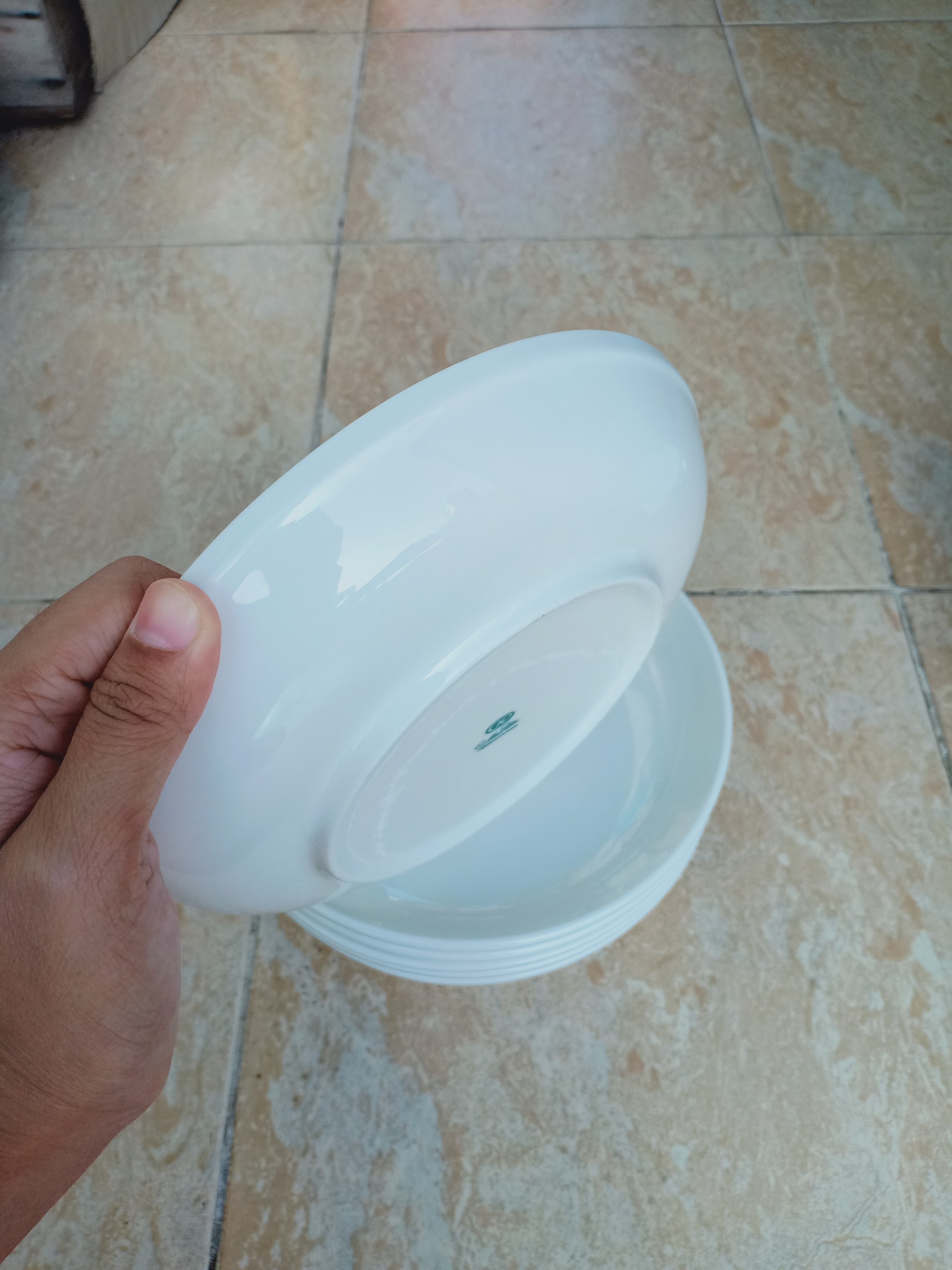 Combo 6 đĩa sứ cao cấp trắng tinh, dày dặn 20.5cm