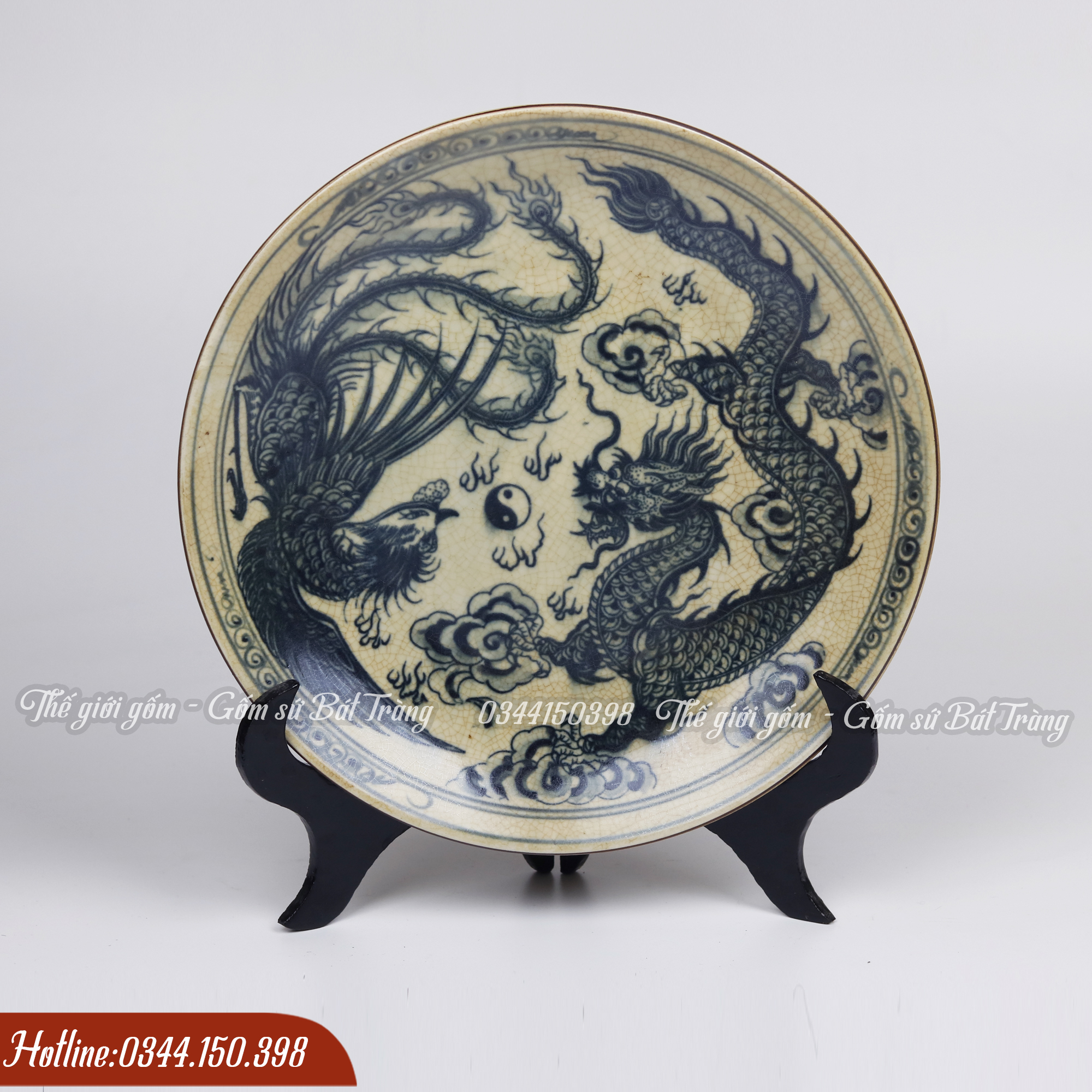 Đĩa Cảnh Men Rạn Bát Tràng Cao Cấp Φ 30cm