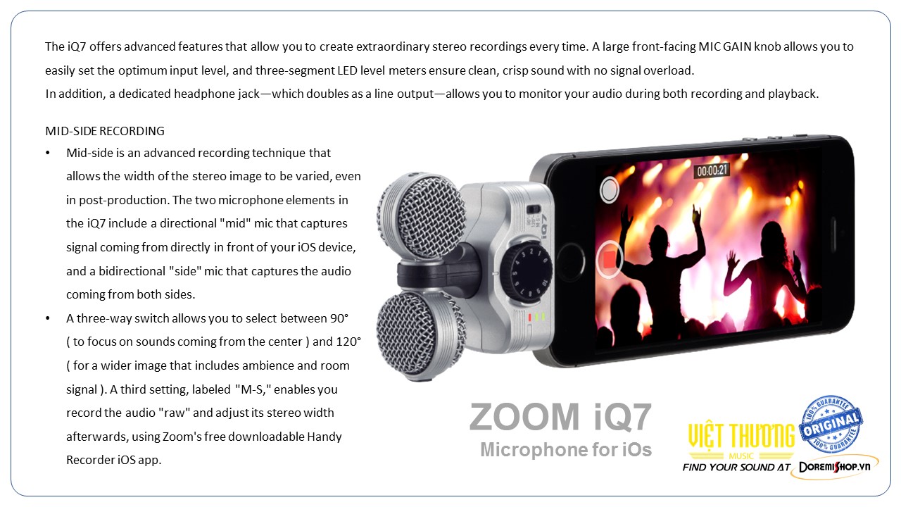 Micro dành cho Iphone/Ipad microphone ZOOM iQ7
