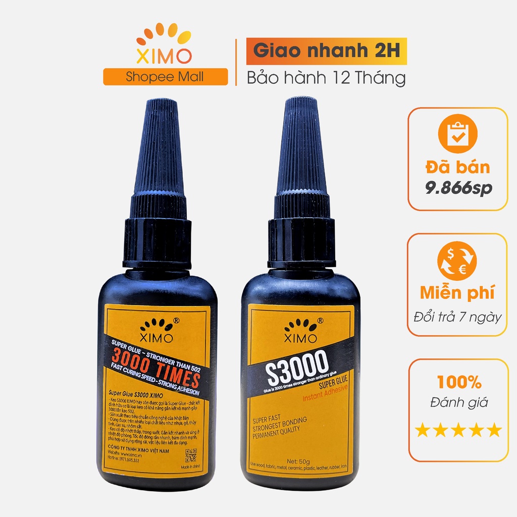 Keo dán đa năng Super Glue Ximo S3000 dán vật liệu gỗ, sắt, gốm, sành, sứ