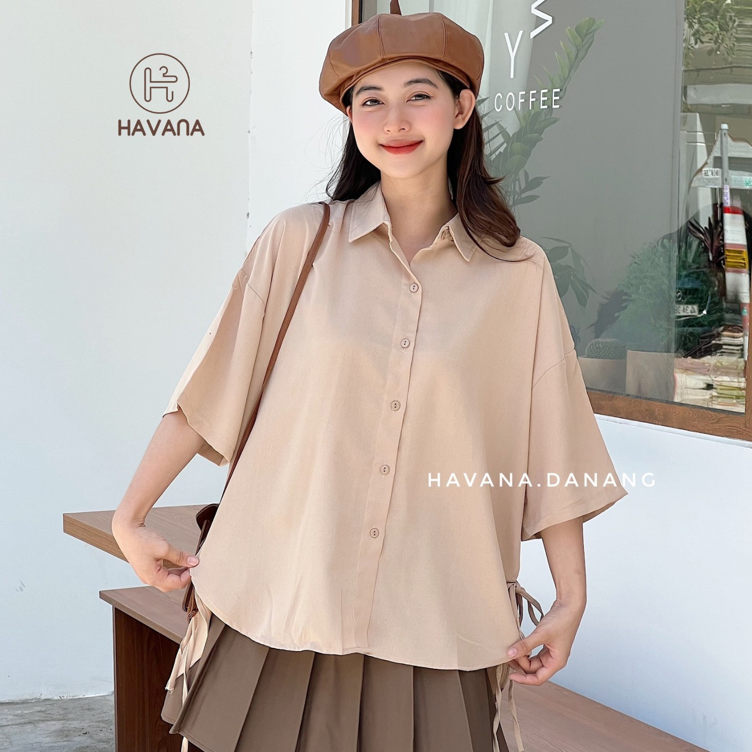 Áo sơ mi lụa nữ, sơ mi lụa cộc tay buộc dây hai bên eo freesize form rộng