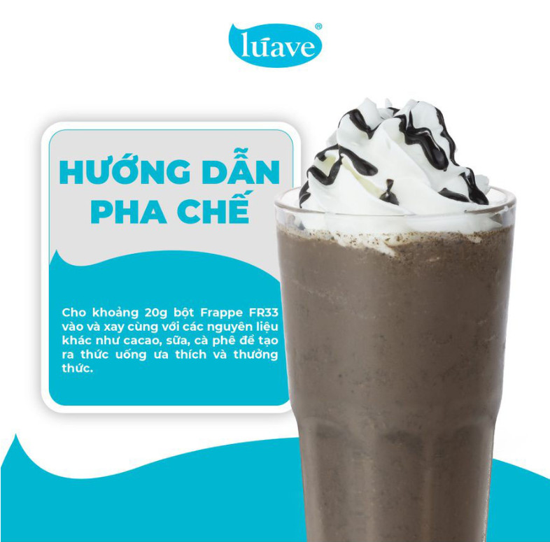 Bột Đá Xay Frappe FR33 LÚAVE 1kg (Bột Frappe, Bột mix chống tách lớp, phân tầng)