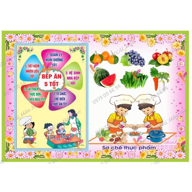 Decal - bạt bếp ăn 5 tốt khổ lớn