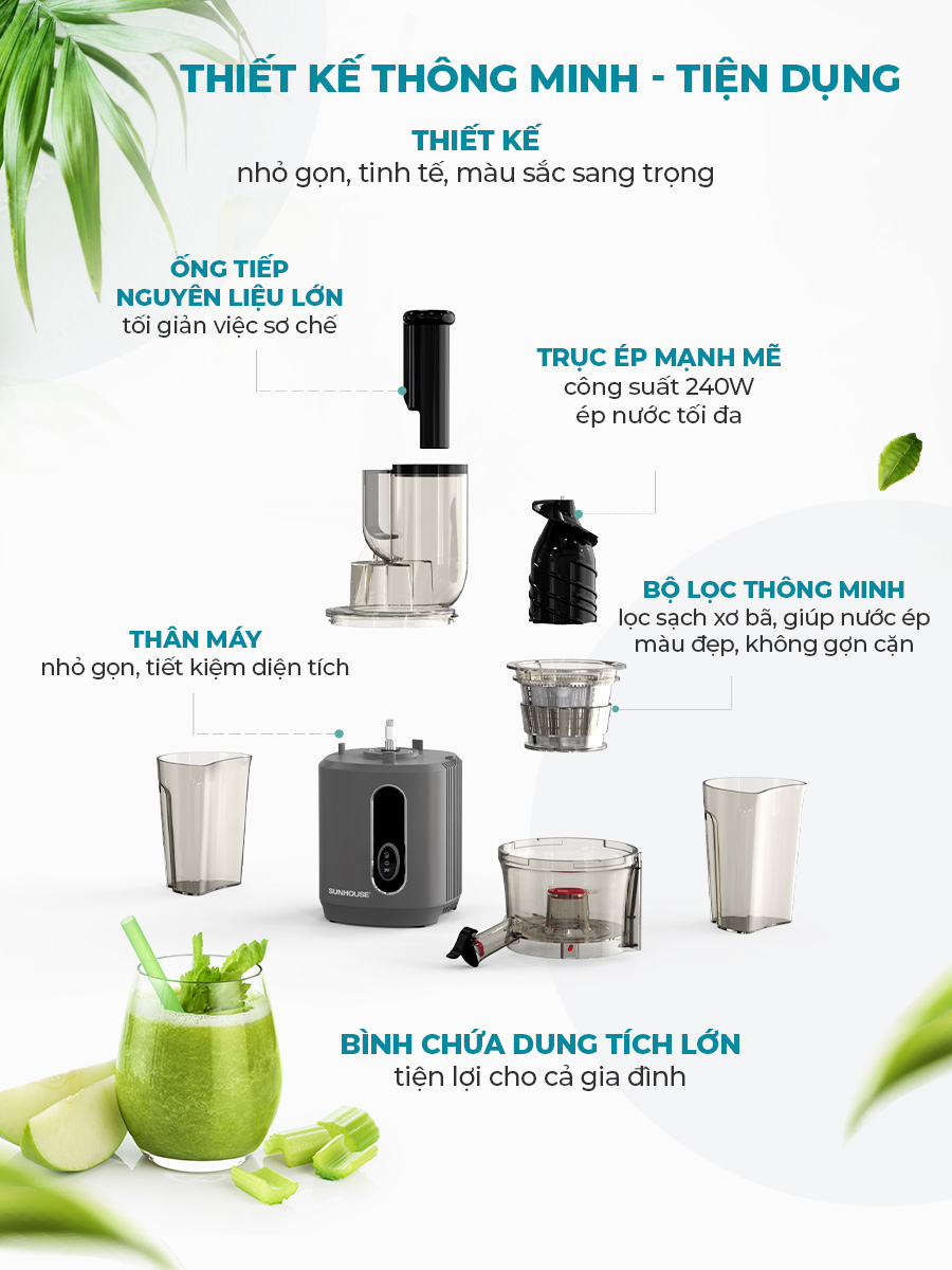 Máy ép chậm Sunhouse SHD5503 - Hàng Bếp 3B